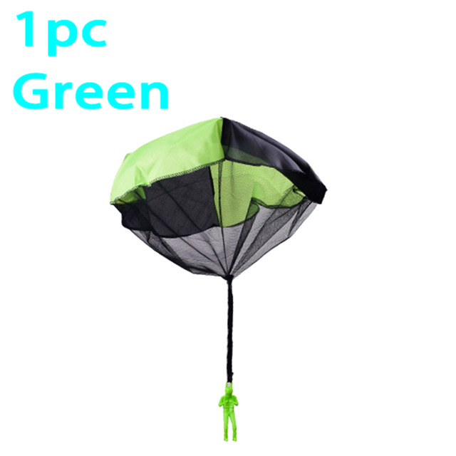 2 Stuks Hand Gooi Soldaat Parachute Speelgoed Indoor Outdoor Games Voor Kinderen Mini Soldaat Parachute Fun Sport Educatief Speelgoed jongen: 1pcs Green