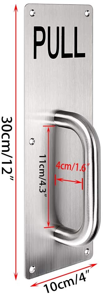 IMPEU Stainess Steel Door Handle, Pull and Push Plate Silver Brushed, for Home/Office/Warehouse/Public Places/Commercial Places