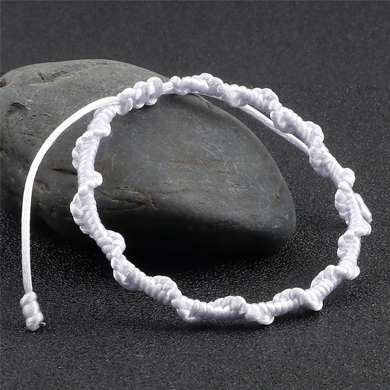 Pulsera sencilla de la amistad para hombre y mujer, brazalete de cuerda trenzada hecha a mano, con nudo rojo de la suerte, para parejas