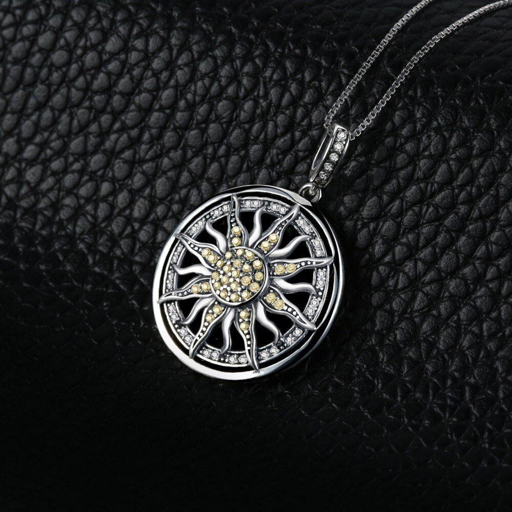 Jewelrypalace celestial sol 925 prata esterlina zircônia cúbica charme pingente de declaração colar de jóias femininas sem corrente