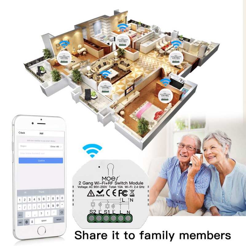 Concealed Smart Switch 2 Way Dual Control Smart Wifi Smart On-off Smart Life/Tuya App Control Switch For Alexa Google Home