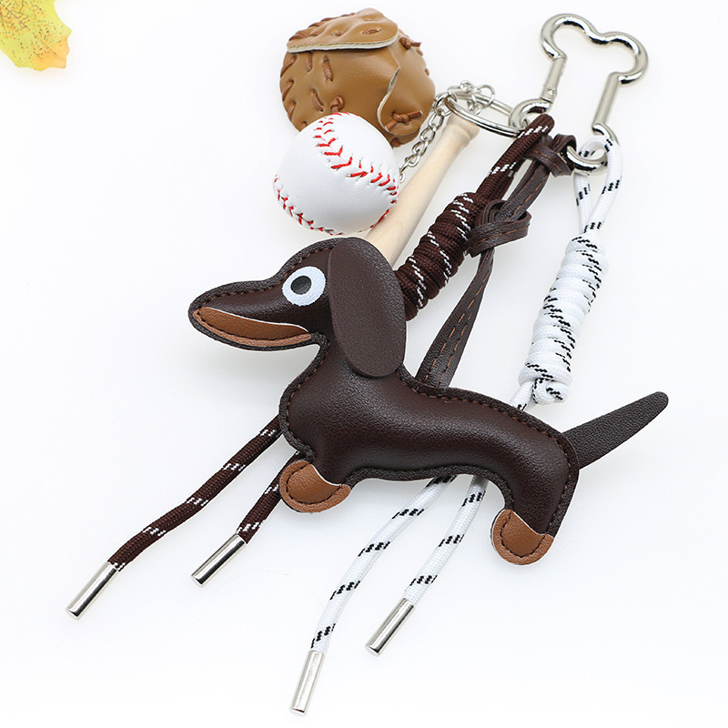 Braided Rope Bag Pendant High-grade Keychain Pendant Ruth's Same Style Dachshund Pendant Suitable For Phone Bag Accessories: Bronze
