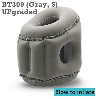 Opblaasbare Kussen Innovatieve Air Reizen Nek Kussens Hoofd Chin Ondersteuning Kussen Voor Vluchten Auto Vliegtuig Kids Dutten Kussens: BT309-S Gray