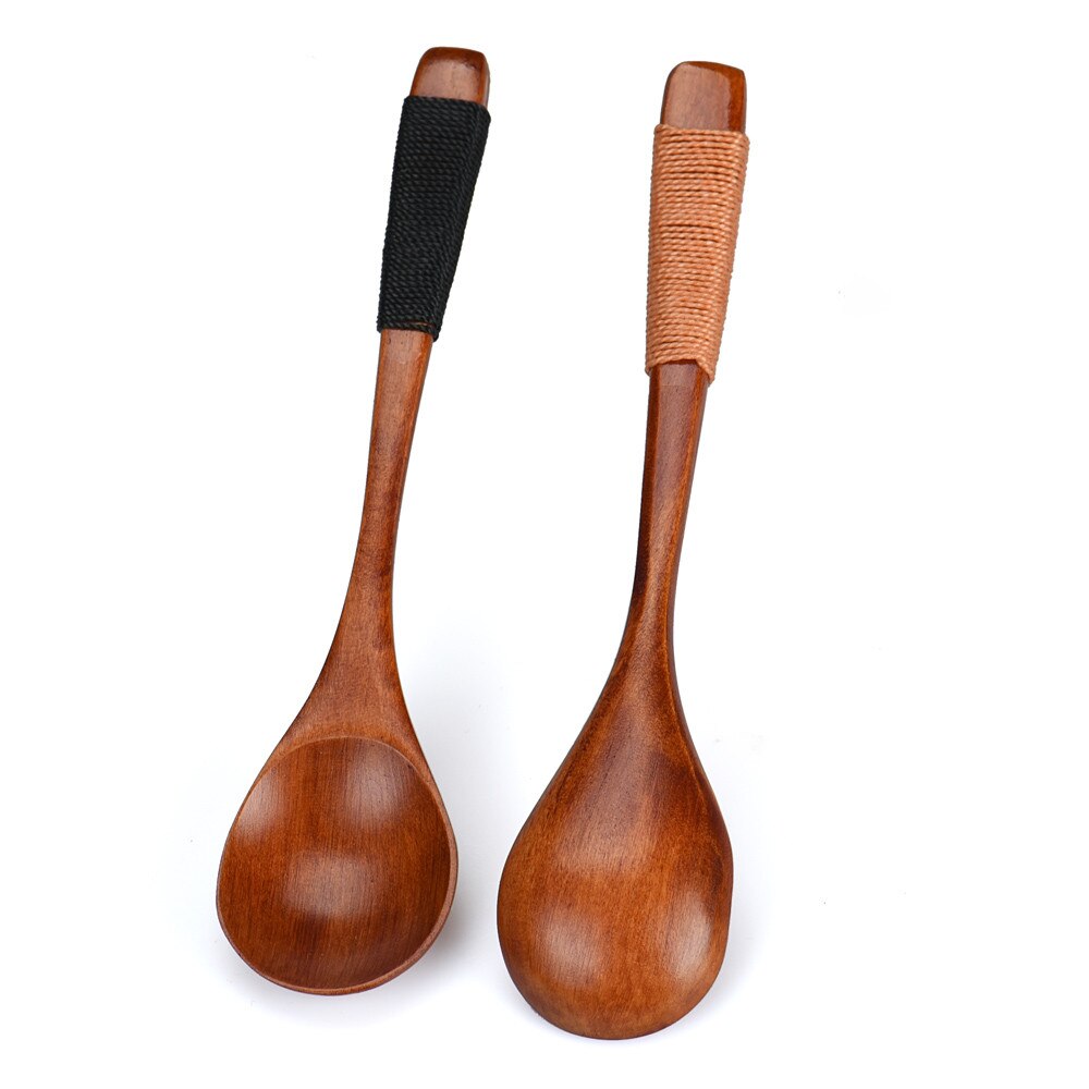 Cuchara de madera de 14cm, utensilio de cocina de bambú, herramienta de madera para sopa, cucharadita de Catering para Kicthen, novedad,