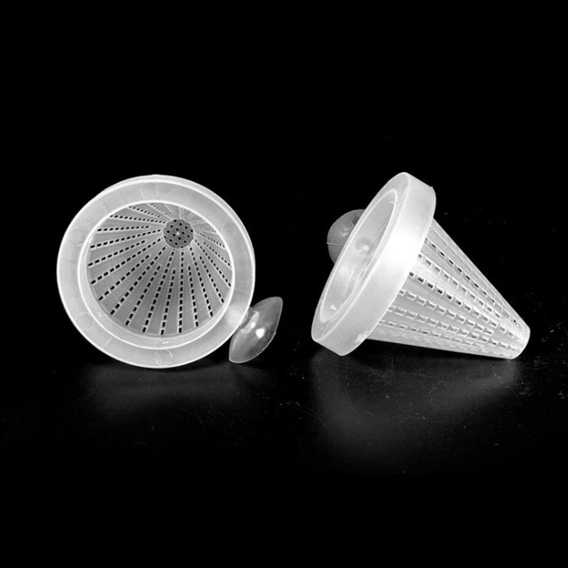 Alimentador automático de plástico con ventosa para acuario, alimentación de gusano rojo, cono de tanque de peces, comida viva, cesta de tolva cónica, 1 ud.