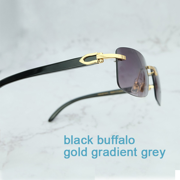 Luxe Vierkante Zonnebril Gevlekte Echt Buffelhoorn Heren Zonnebril Vintage Festival Carter Buffs Zonnebril: black buff gold grey