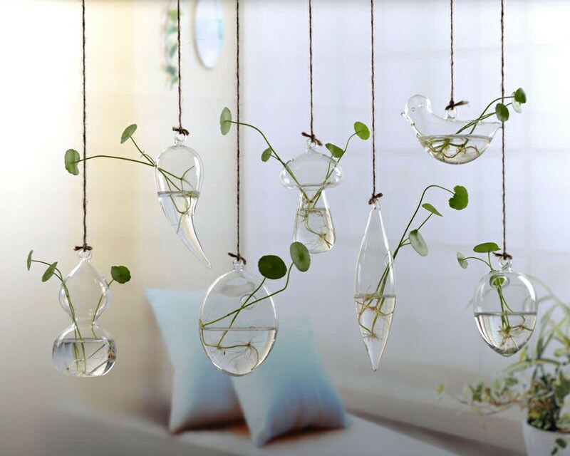 Wall Hanging Light Bulb Glass Vase Flower Plant Terrarium Container Home Decor
