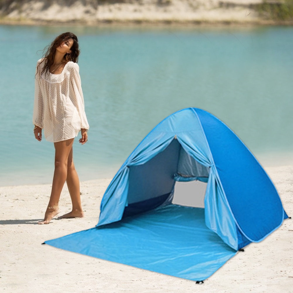 Strand Zelt Pop hoch Strand Baldachin Zelt draussen Camping Wandern Anti-Uv Sonnenschutz Schutz Faltbare Familie Schutz Zelt mit Vorhang