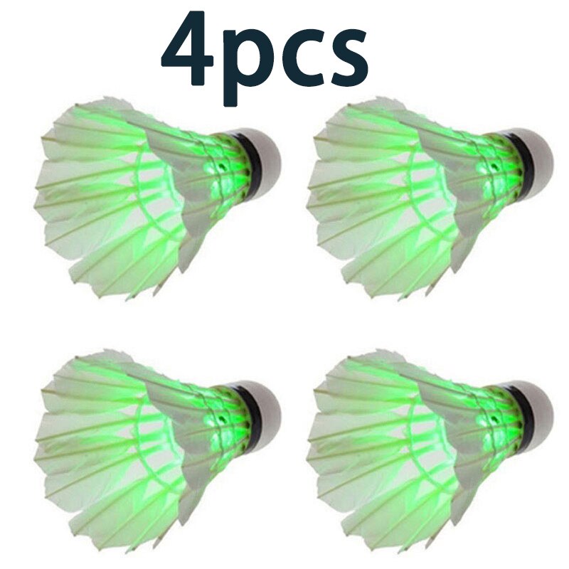 4 Stuks Badminton Dark Night Led Glowing Light Up Shuttle Verlichting Ballen Voor Indoor Outdoor Sport NOV99: green