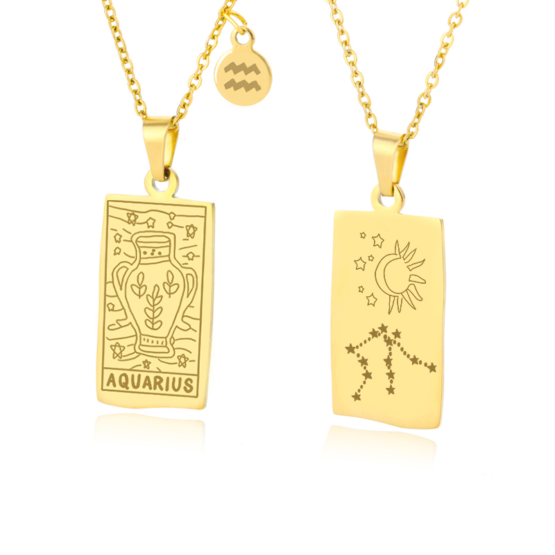 RIXERKOC Sternzeichen Halskette - 18K Gold Edelstahl Mit Tarot Anhänger