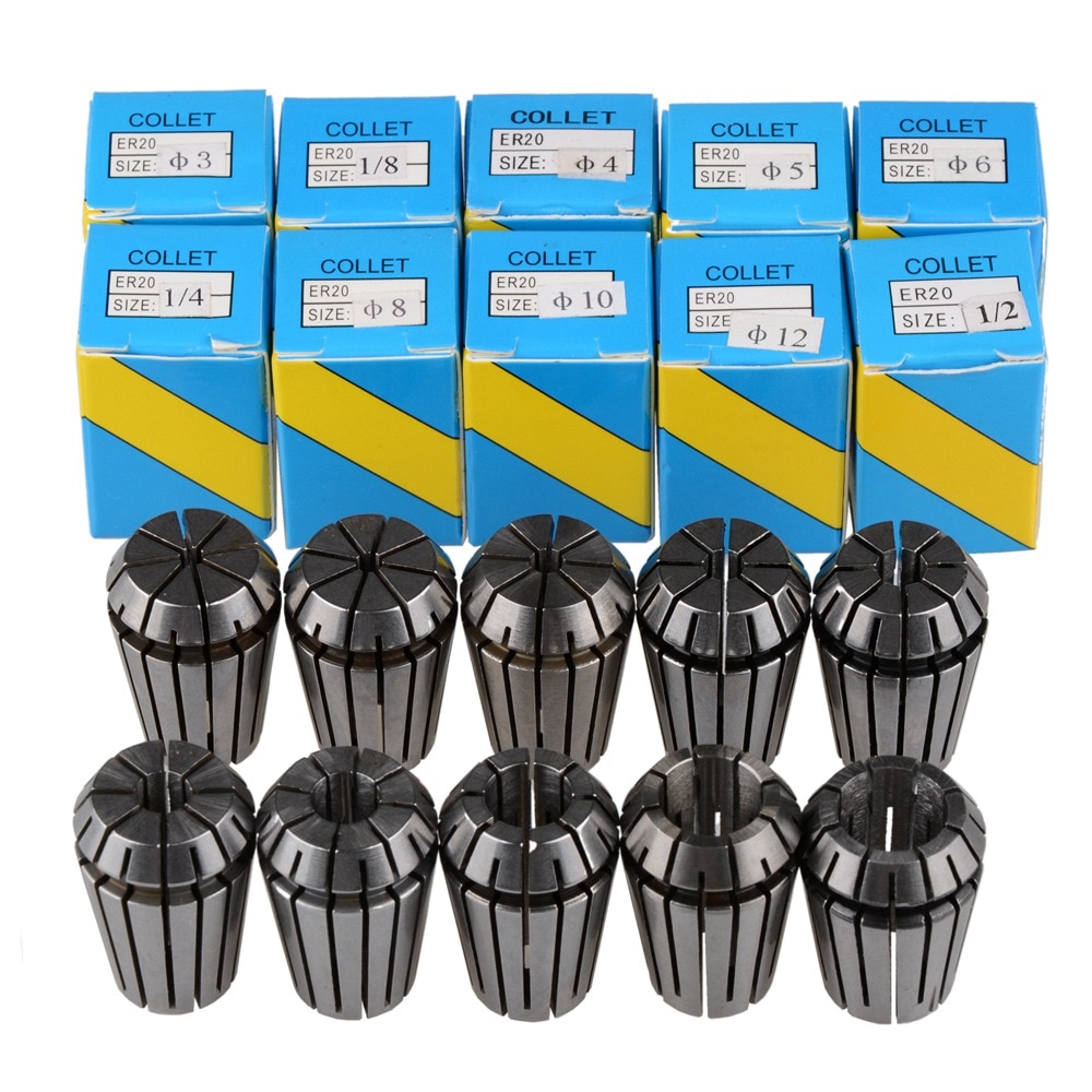 10 Stks/set ER20 Precision Spring Collet Set Cnc Frezen Draaibank Tool ER20 Spring Collet Chuck