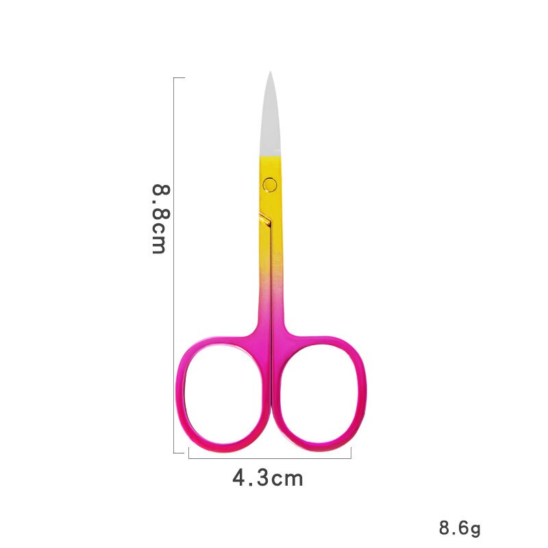 1pcs Eyebrow Scissor Stainless Steel Nose Scissors Dead Skin Remover Scissor Manicure Facial Trimming Tweezer Makeup Beauty Tool: Yellow Pink
