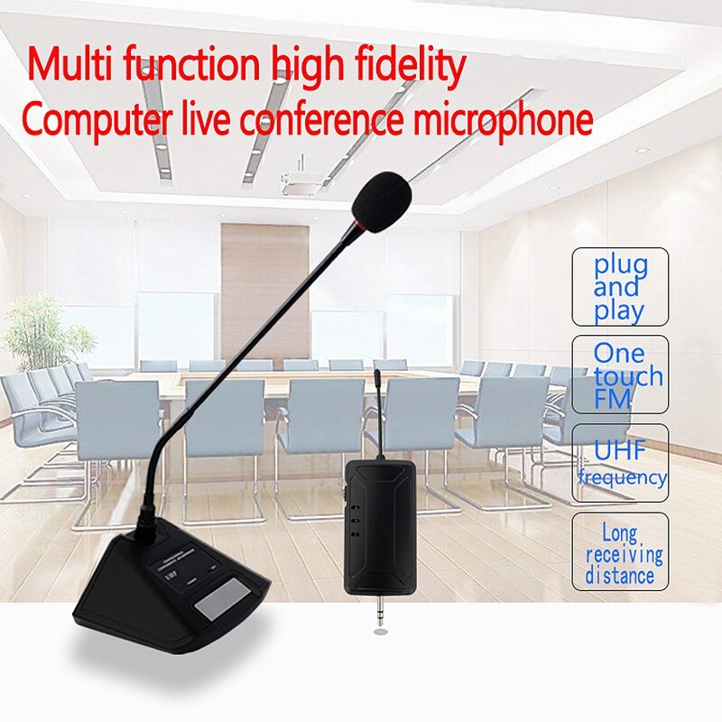 Wireless Microphone Desktop Gooseneck Condenser Microphone for Computer Teaching Conference Room