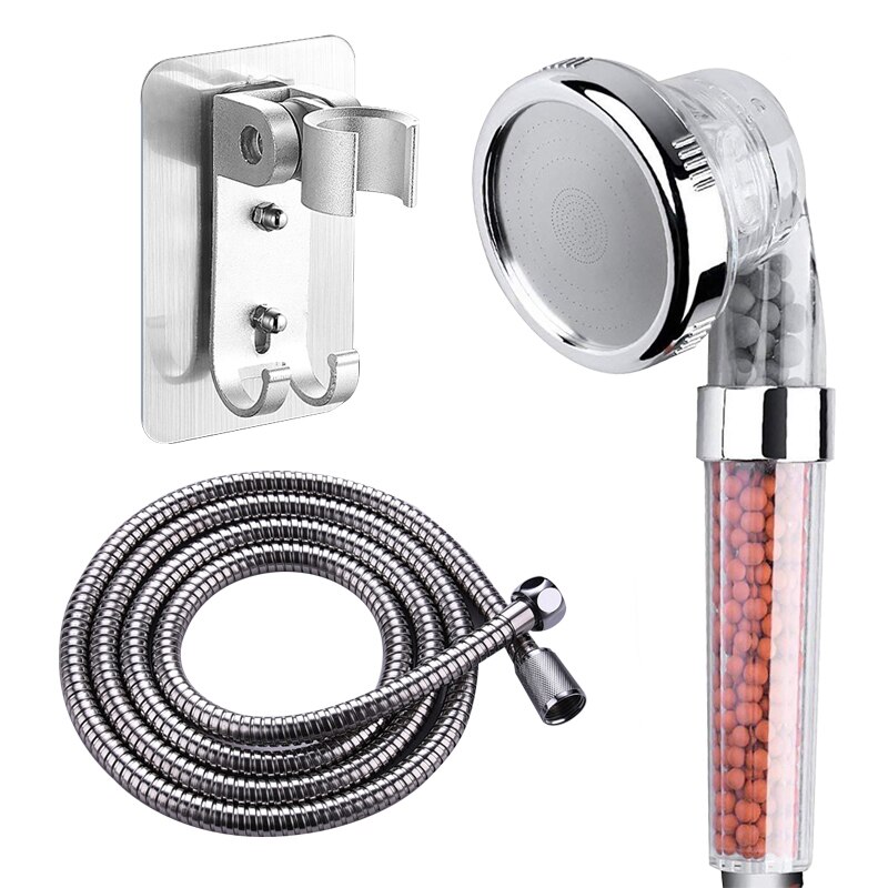 3in1 Schlecht Zubehör Regen Dusche Kopf Druck sparen Wasser Anion Ball Filter Einstellbare Dusche Halterung Mit Schlauch Stehen: 3in1