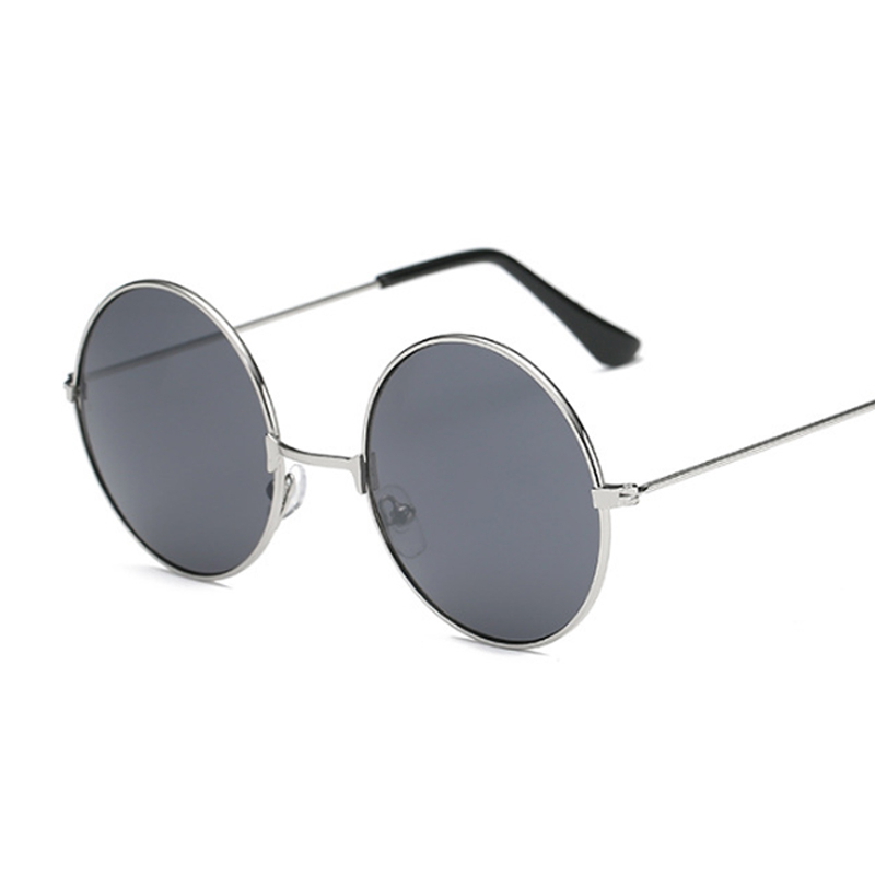 Retro Round Pink Sunglasses Women Brand Sun Glasses For Male Alloy Mirror Female Oculos De Sol Black