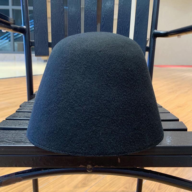 Jednolity kolor Slouchy ciepłe czapki damskie 100% wełna schludny rondo czapka zimowa czapka filcowa stożek kaptur modniarstwo Fascinators blok baza: czarny