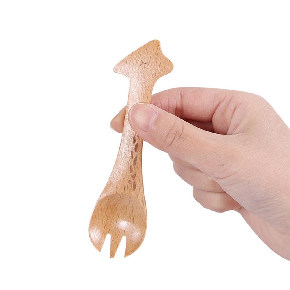 1/3 PCS Wooden Spoon Bamboo Kitchen Cooking Utensil Animal Fork Pattern Kids Spoon Eating Tool Soup-Teaspoon Tableware Catering