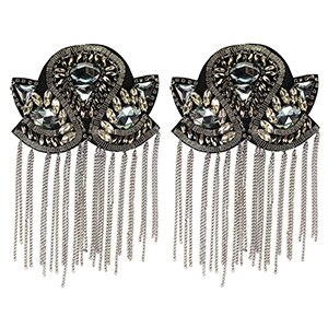 2 pc/pair Bead Rhinestone Kleding Patch Keten Omzoomd Prestaties Stadium Veelzijdige Jas Kwastje Epauletten Naaien Diamond Craft: 1475floral