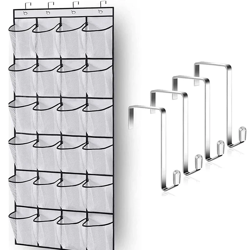 12/24 Pocket Schoenen Organizer Rack Hangende Tas Wandgemonteerde Schoenhouder Hangend boven de deur achter Closet Organizer Opbergtas