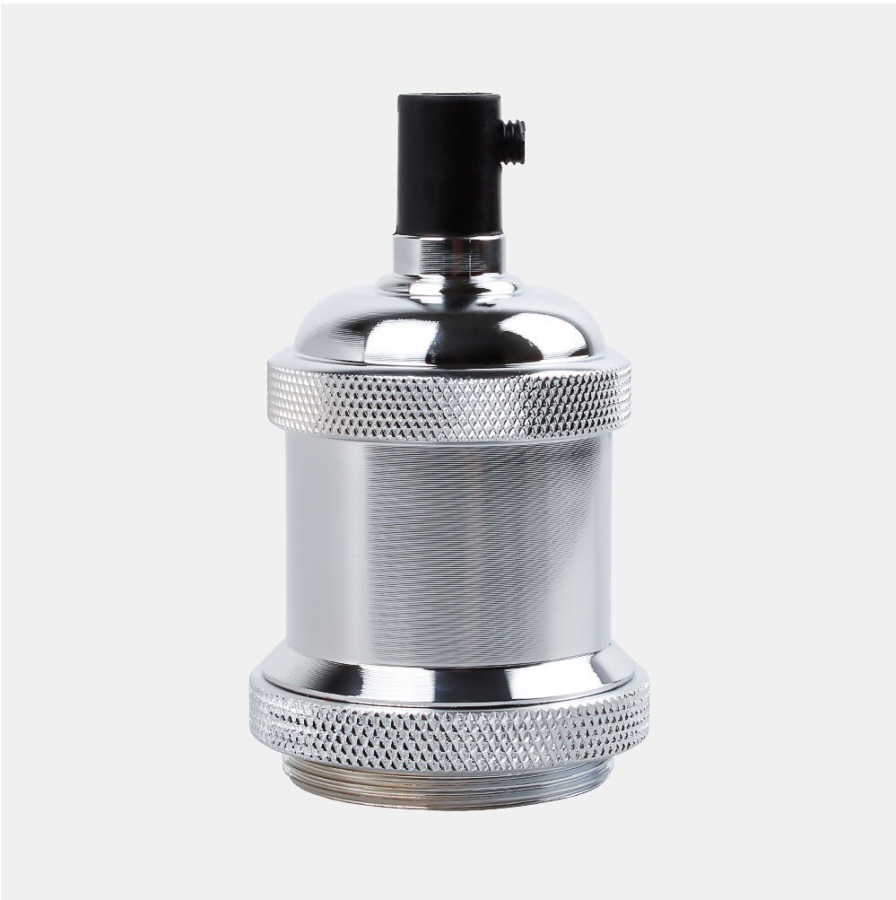 Vintage Edison Lamp Base Pendant light E27 Screw Bulb base Aluminum Light Socket Industrial Retro Fittings lamp holder Fixture: Chrome