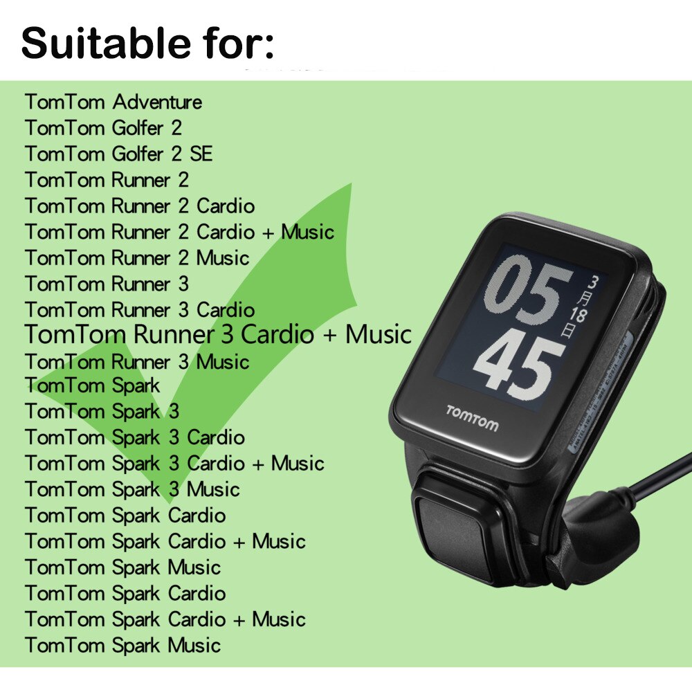 Cable cargador Universal de para coche TomTom Adventure Golfer 2 SE Runner 2 3 Cardio + música USB, Línea alámbrica de carga rápida