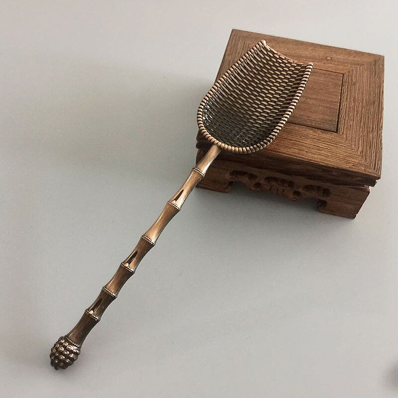 Chinese Stijl Schop Vorm Thee Lepels Retro Thee Accessoires Koperen Suiker Zout Koffie Lepels Voor Keuken Kongfu Thee Tools Gadgets: 3
