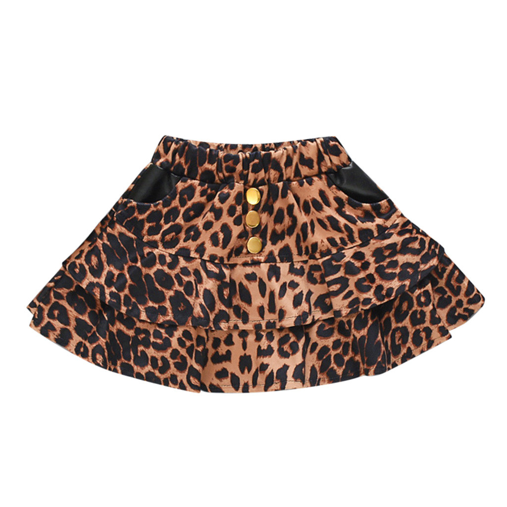 Baby Baby Kids Meisjes Ruche Luipaard Print Rok Overrok Outfits Kleding: YELLOW / 6m