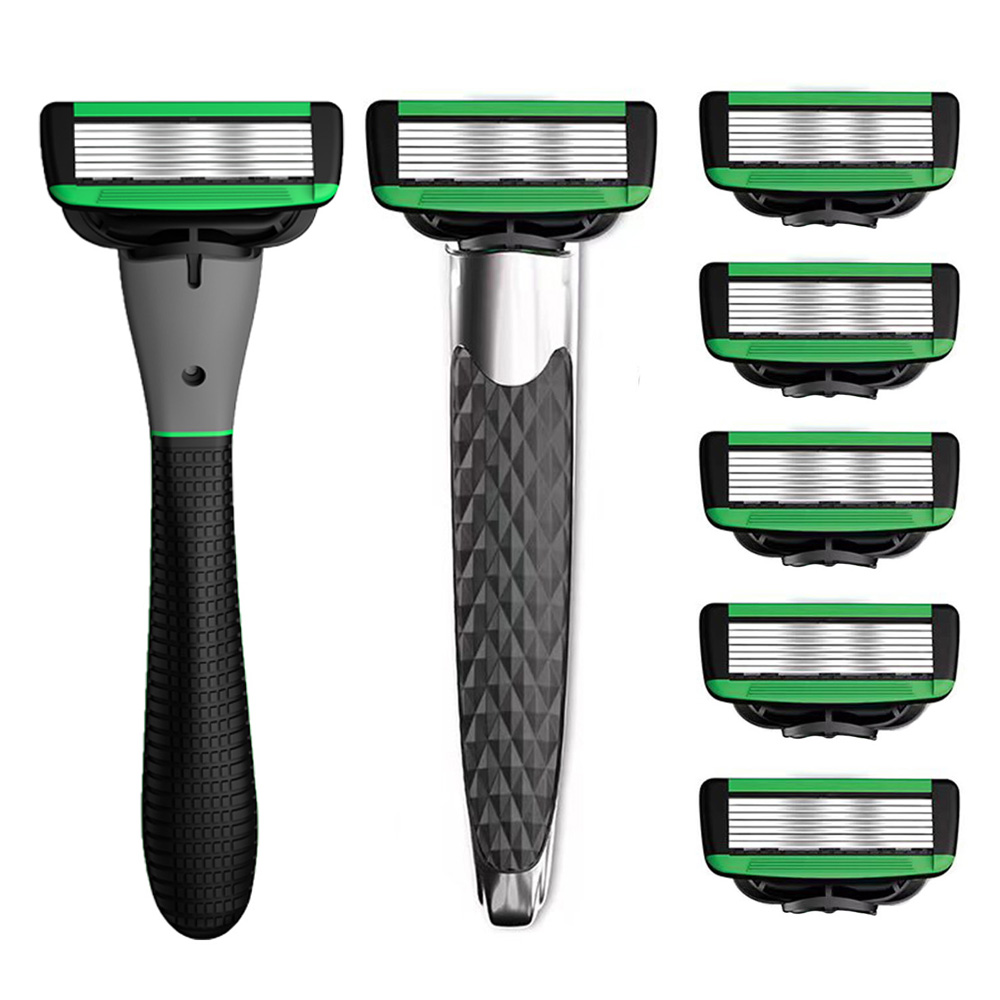 Maquinilla de afeitar Manual para hombres, maquinilla de afeitar de 7 cuchillas de seguridad, maquinilla de afeitar reemplazable, hojas de recarga, herramienta de afeitado clásica para hombres