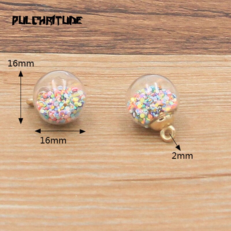 10 pièces 16mm boule de verre Transparent perles colorées pendentif à breloque avec boîte pour Bracelet collier fabrication de bijoux bricolage boucle d'oreille trouver