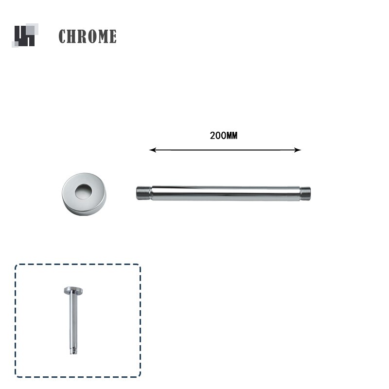 20/30/40CM Stainless Steel Shower Head Extension Arm Top Ceiling Mounted Wall Mounted Tube Rainfall Shower Head Arm for Bathroom: Chrome Top Mount