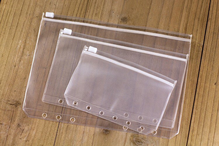 5pcs/lot File Organizer Storage Folder Standard Transparent PVC Loose Leaf Pouch with Self-Styled Zipper Filing Binder Document