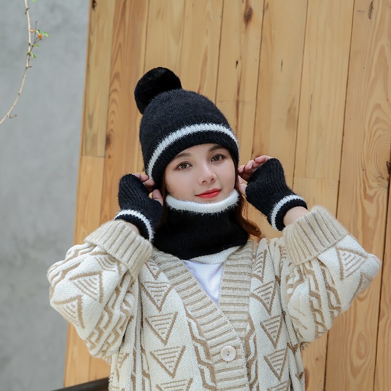 Ensemble de 3 pièces écharpe, chapeau, gants, ensemble chaud d'hiver, bonnet, écharpes, accessoires d'hiver pour femmes