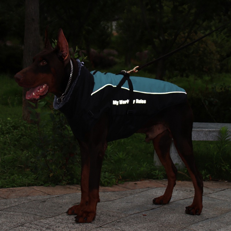 Large Dog Jacket With Harness Winter Warm Padded Pet Clothes For Labrador Waterproof Big Dog Coat French Bulldog Outfit XL-6XL