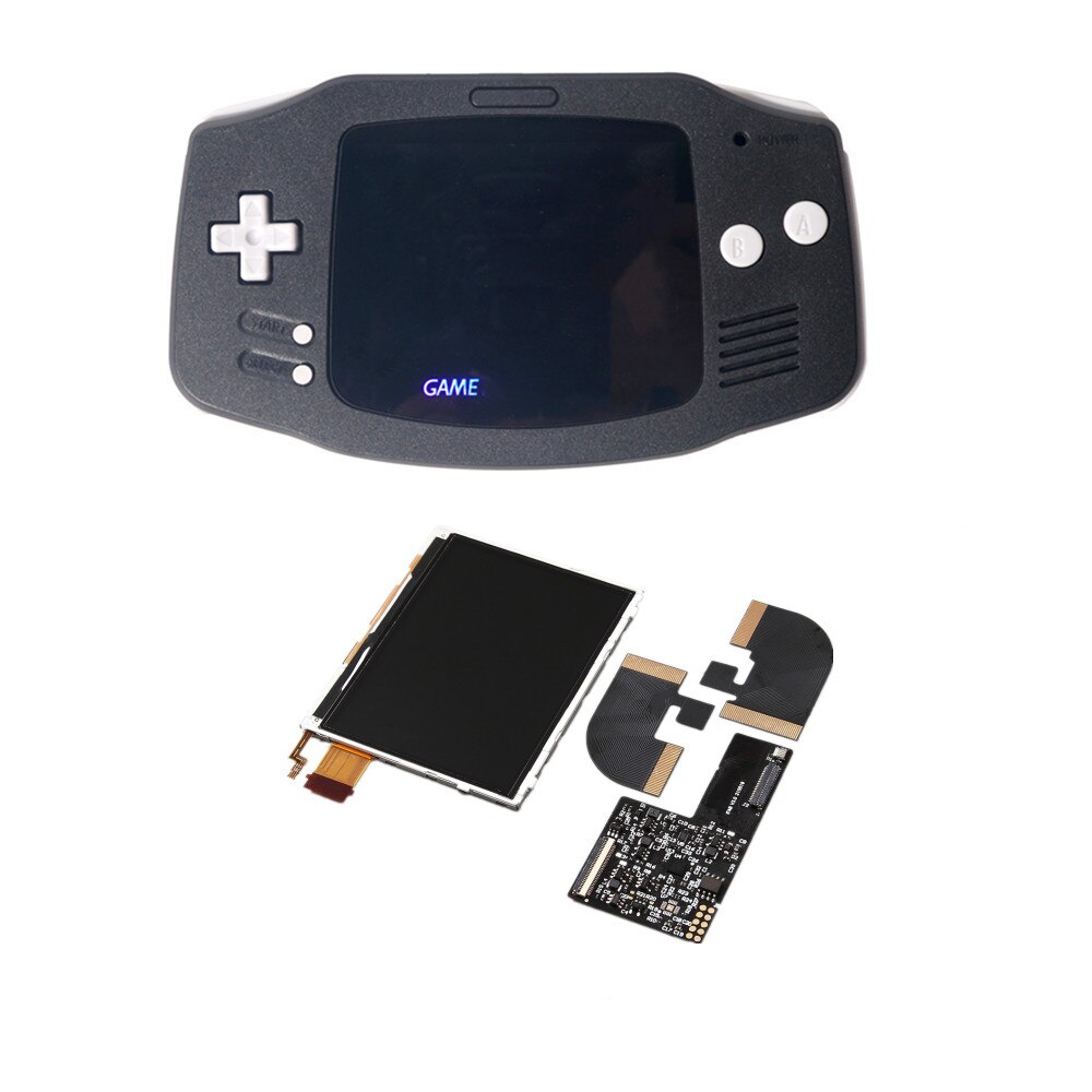 FUNNNYPLAYING For Gameboy GBA Advance ITA AGB RETRO PIXEL TFT BACKLIGHT KIT Memory Brightness Adjust The Display With Shell: BLACK ITA