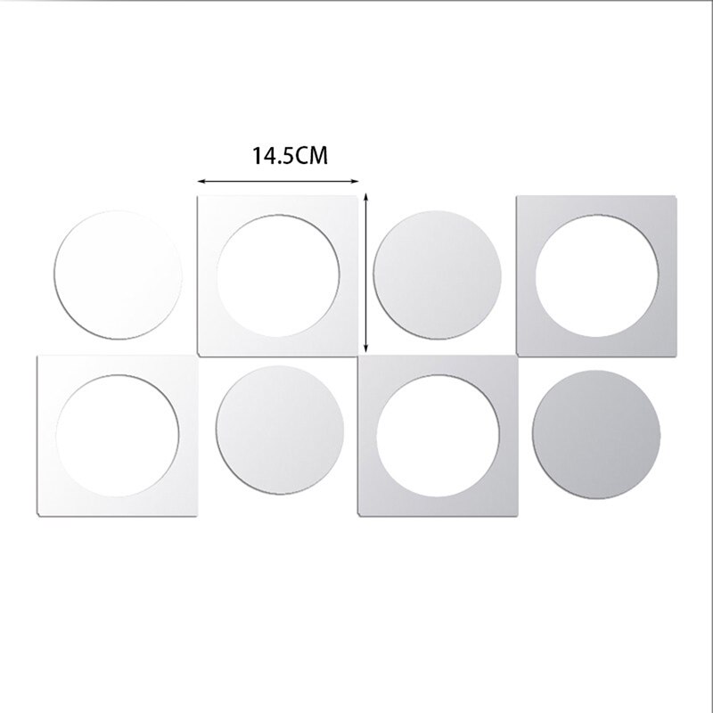8 Stuks Vierkante Acryl Spiegel Stickers Home Decor Ronde Vorm 3D Spiegels Art Muur Voor Woonkamer Slaapkamer Keuken Decoratie