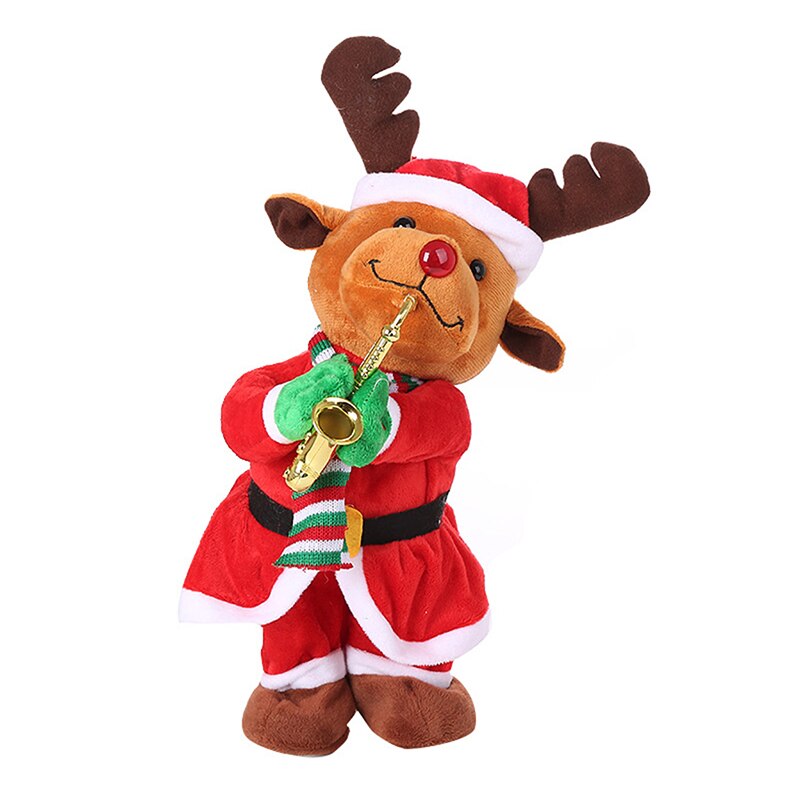 Twerking Santa Claus/Schneemann/Rentier Elektrische Spielzeug Singen Tanzen Mit Saxophon Weihnachten Plüsch Puppe Spielzeug: C