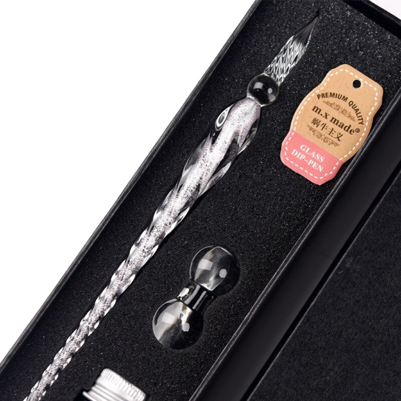 Kristal Glas Kroontjespen Set Non-Carbon Inkt Vulpen Handtekening Pen Schrijven Gereedschap: 8