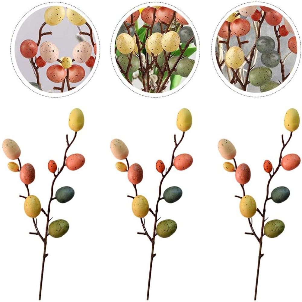 5pcs Easter Egg Branches Colourful Foam Flowers Easter Eggs Flower Stake Flower Bouquet Diy Home Decoration