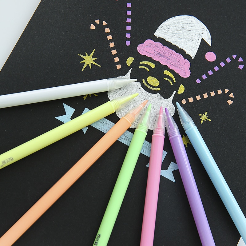 7 pcs High gloss powder color neutral pen 0.8mm ballpoint writing pens for scrapbooking Stationery Office School supplies A6023