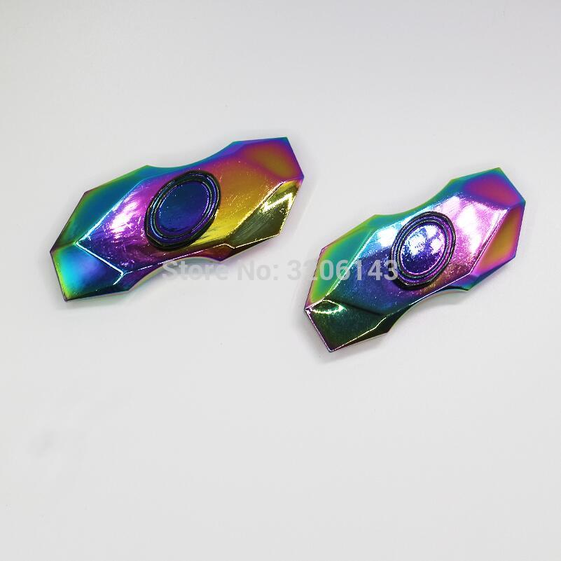 Regnbue farverig diamant rhombus sektion zink fidget spinner hånd spinner for fokus reducere autisme adhd stress legetøj med æske