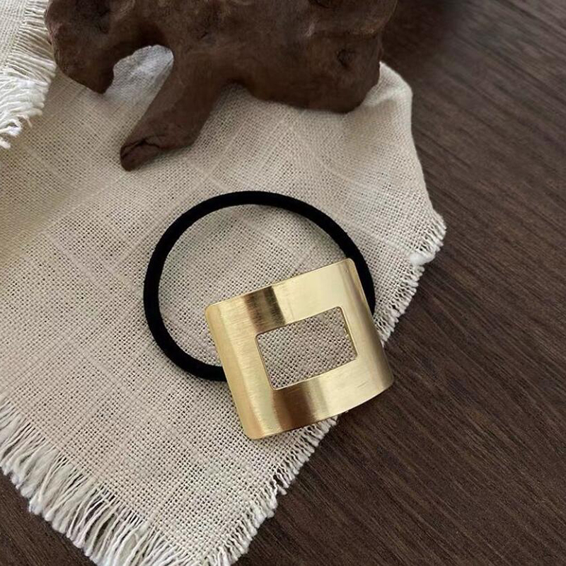 Coleteros de aleación de Color dorado para niña y mujer, cintas elásticas para el pelo, accesorios para el cabello de estilo Punk geométrico: 6