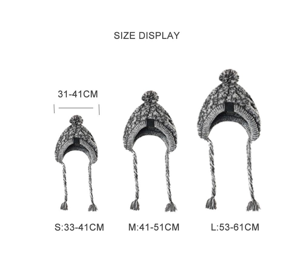 Cálidos gorros de invierno para perro, sombrero de punto a prueba de viento para Bulldog Francés, bola esponjosa para cachorro, accesorios para mascotas: L for 53-61cm