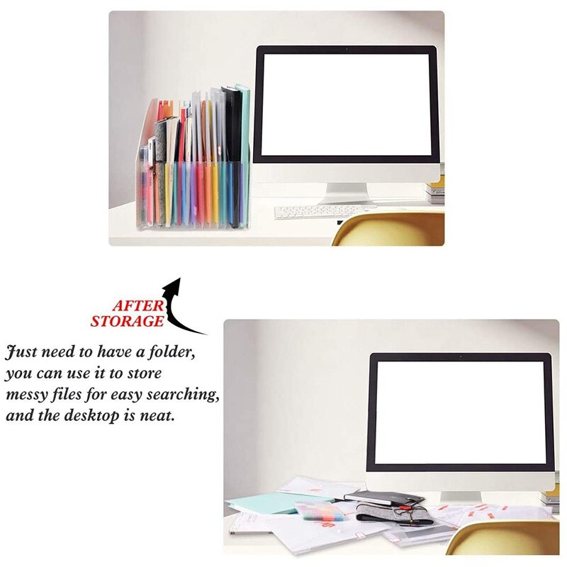 PPYY-4X Expanding File Holder Folder Standing A4 Vertical File Organizer Magazine Basket Desktop 13 Pockets File Holder