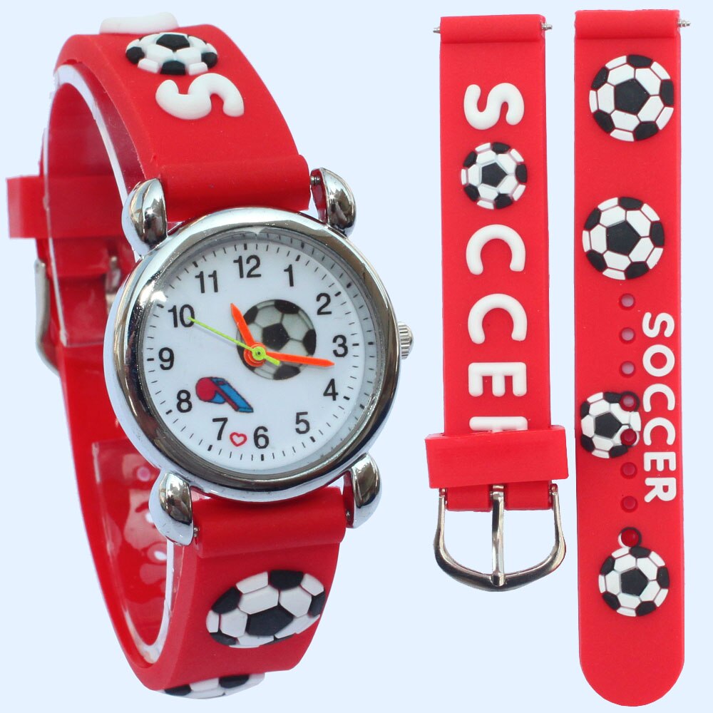 Populaire 3D Horloge Sport Voetbal Stijl Siliconen Band Kinderen Quartz Horloge Jongen Horloge Meisjes Horloge Cartoon Analoge Horloge