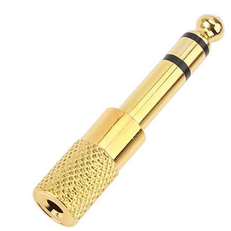 Quarter Inch Adapter, 6.35mm (1/4 Inch) Male to 3.5mm (1/8 Inch) Female Headphone Jack Plug, Gold 6 Pack
