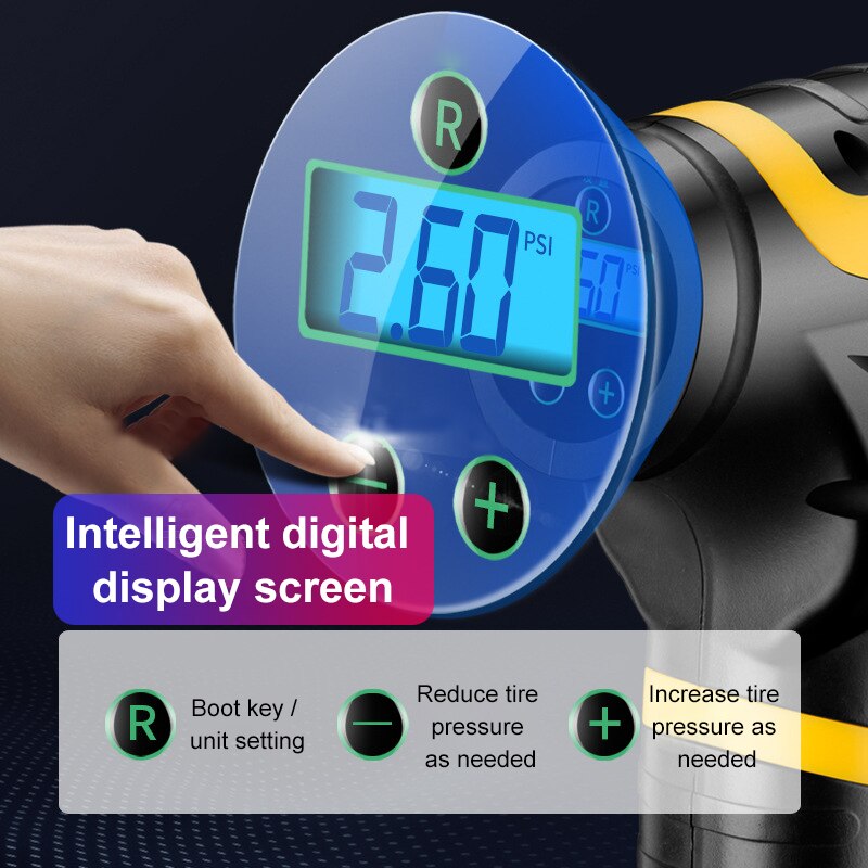 150 PSI 120W Wireless Car Air Compressor Pump Digital LED Smart Car Tire Inflator Handheld USB Rechargeable Inflatable Pump