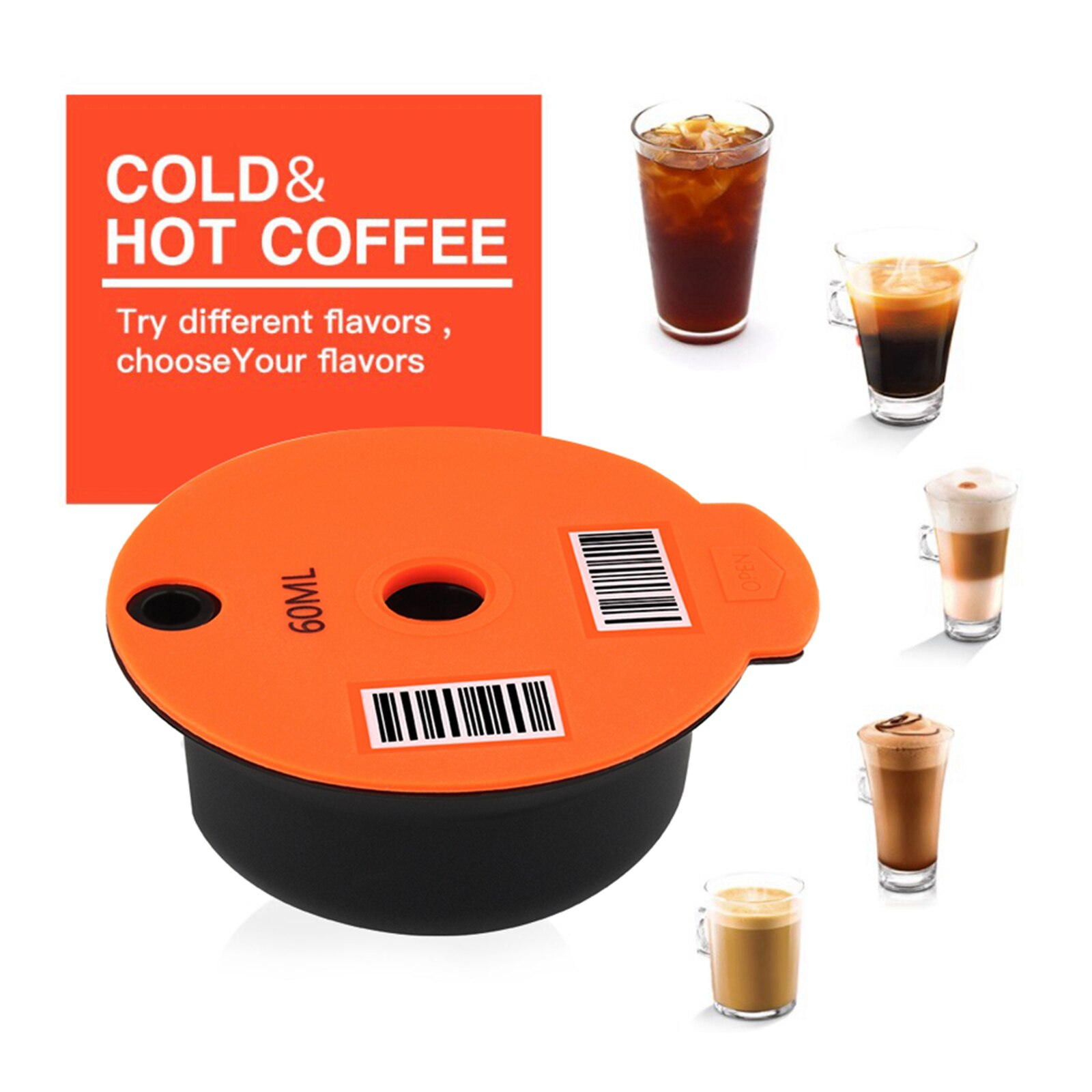 Cápsulas reutilizables rellenables para Bosch Tassimo, cápsulas con filtro, de malla de acero inoxidable, para casa, oficina, café: 60ml
