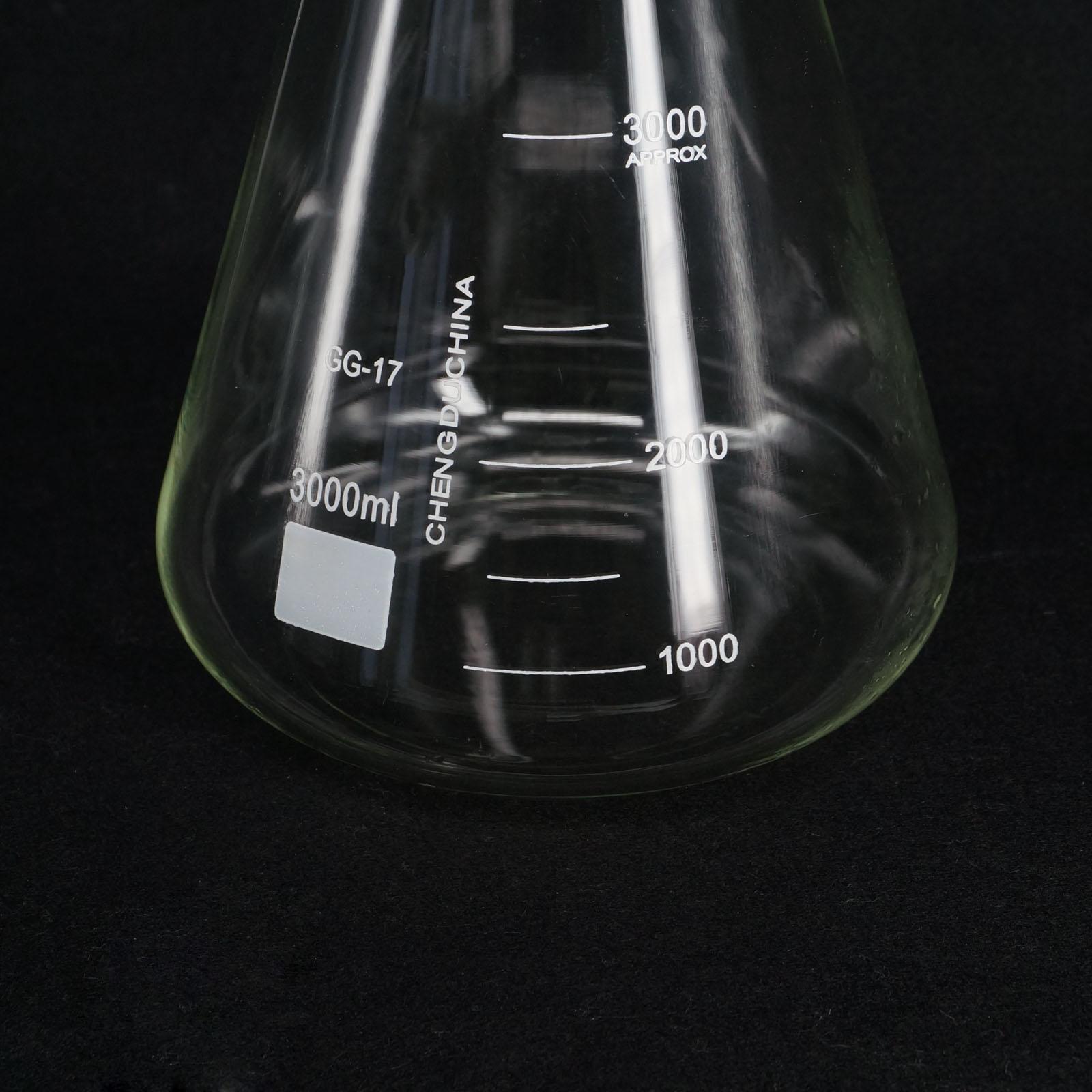 3000ml Quickfit 24/29 Joint Lab Conical Flask Erlenmeyer Boro Glass Graduated