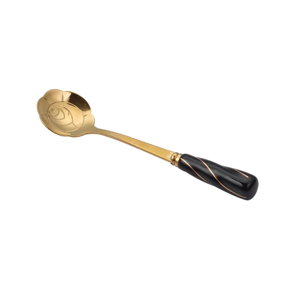 Tableware Coffee Tea Stirring Spoon Ceramic Handle Scoop Stainless Steel Plated Cherry Teaspoons Kitchen novelty accessories: 6