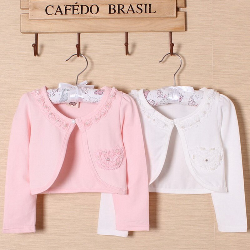 Holapinna småbarn jenter bomull cardigan barn langermet prinsesse jakke blomster jenter fest sjal baby kort rushguard kåpe 1-8y